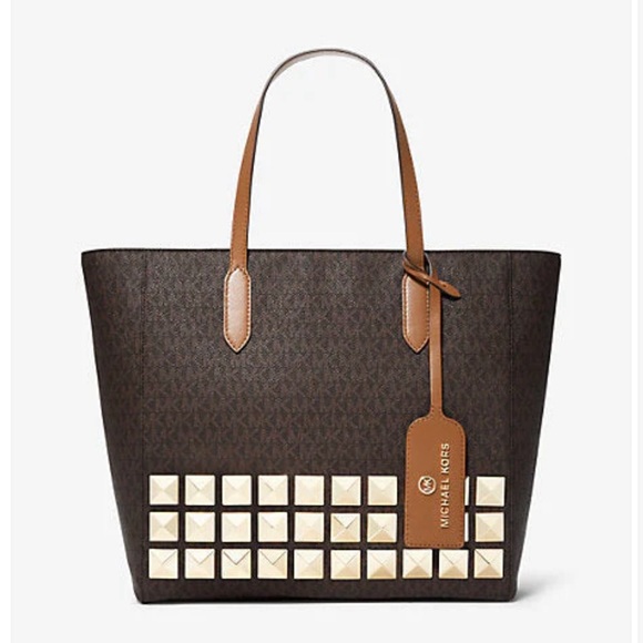 Michael Kors NWT Sinclair tote studded MK monogram brown - Picture 3 of 7